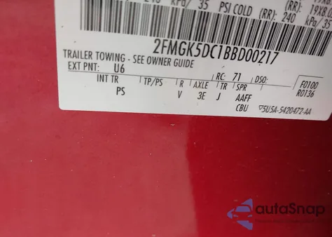 2011 Ford Flex Limited из США, поврежденный, VIN 2FMGK5DC1BBD00217